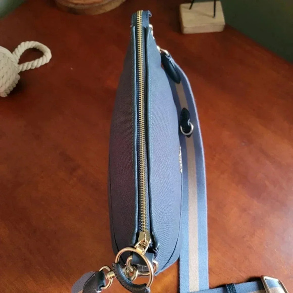 Coach Ellis Canvas and Leather Shoulder Bag Blue CA626 - Picture 4 of 15